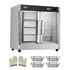 Hot Box Food Warmer, 4-Tier Concession Warmer with Water Tray, 4 Pans, Glass Double-door and Adjustable Shelves, Stainless Steel Food Warmer Cabinet, Ideal for Storing Pizza, Chicken, Restaurant