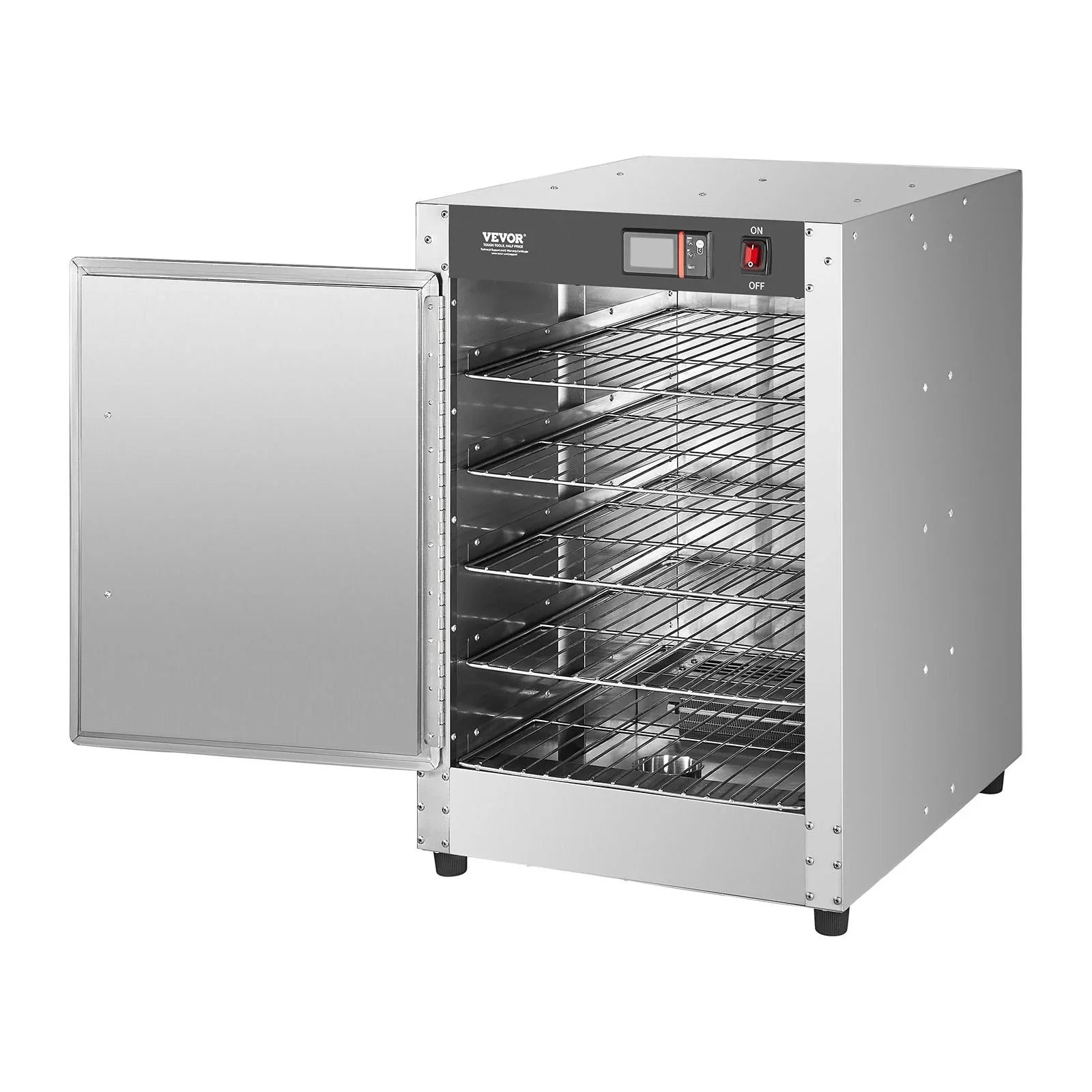 Hot Box Food Warmer, 5-Tier Concession Warmer with Water Tray, 5 Pans, Single-door and Adjustable Shelves, Stainless Steel Food Warmer Cabinet, Ideal for Storing Pizza, Chicken, Restaurant