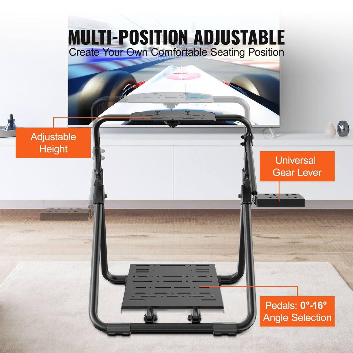 Foldable Racing Wheel Stand Adjustable Simulator Cockpit for Logitech