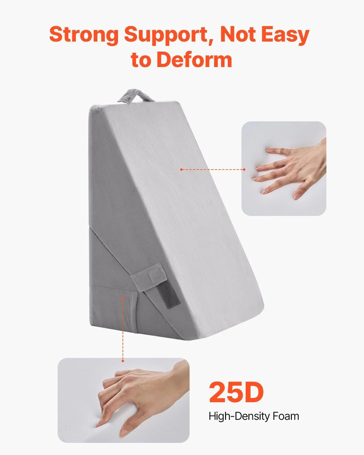 Bed Wedge Pillow for Sleeping, Adjustable Orthopedic Bed Wedge, 25D High-Density Foam Filling & Soft Washable Cover, Post Surgery Pillow for Acid Reflux, Back Pain, Snoring Relief, Light Grey