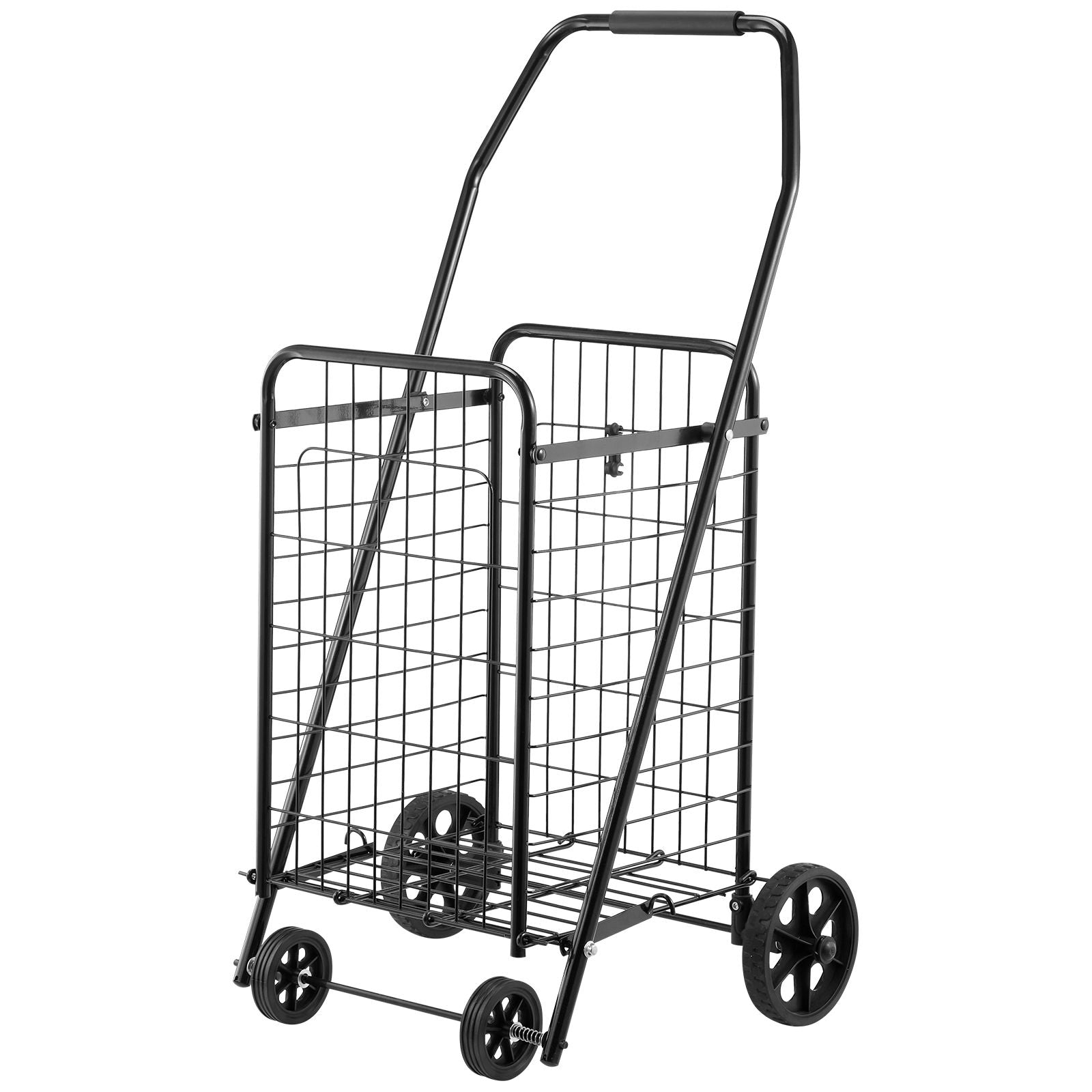 Folding Shopping Cart 40.8kg Capacity Rolling Grocery Laundry Utility Cart