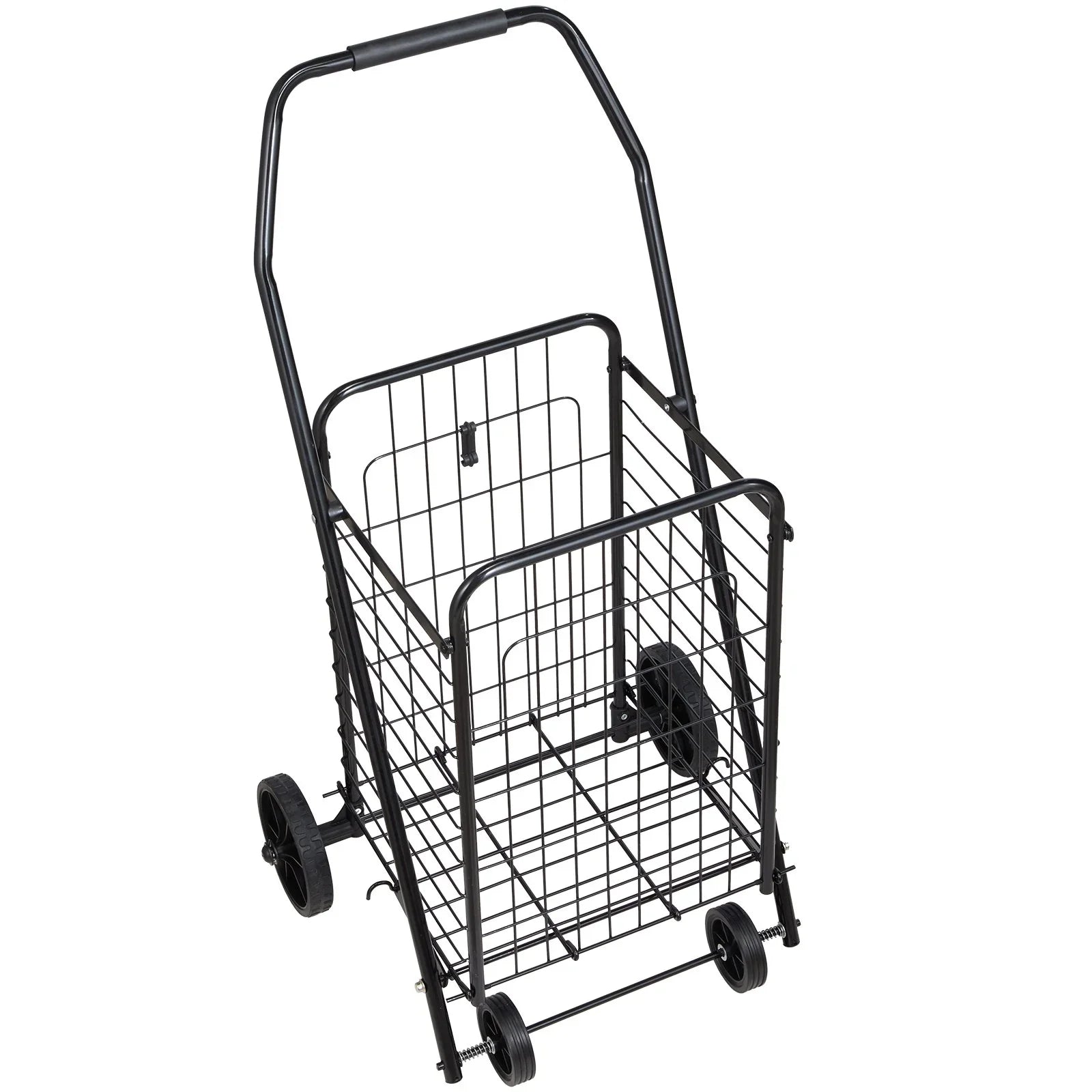 Shopping Cart, Folding Grocery Utility Cart with Swivel Wheels, 40.8 kg Large Load Capacity, Heavy Duty Rolling Laundry Basket Butler for Laundry, Shopping, Camping, Grocery, Luggage, Black