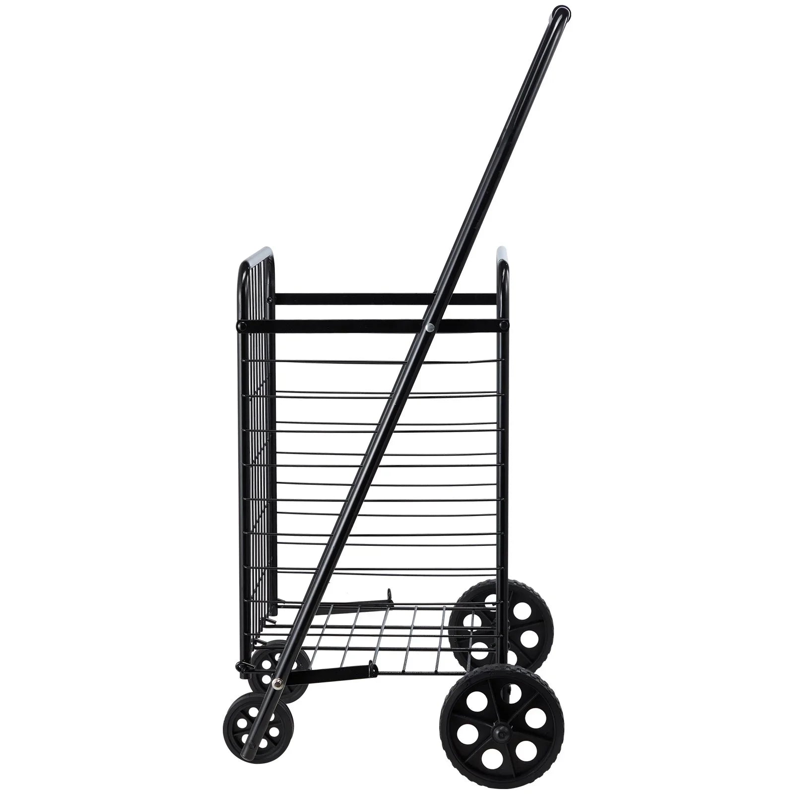 Shopping Cart, Folding Grocery Utility Cart with Swivel Wheels, 40.8 kg Large Load Capacity, Heavy Duty Rolling Laundry Basket Butler for Laundry, Shopping, Camping, Grocery, Luggage, Black