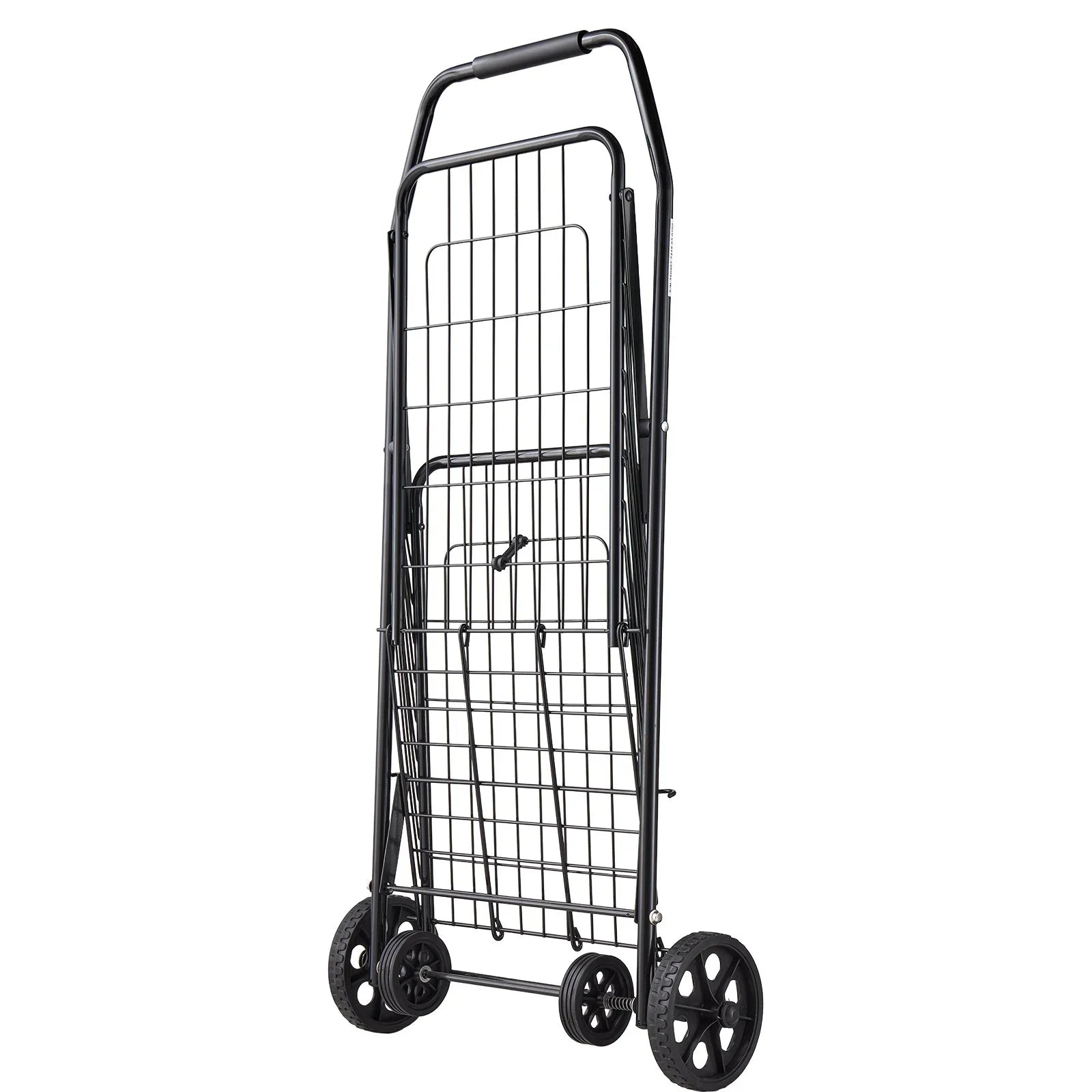 Shopping Cart, Folding Grocery Utility Cart with Swivel Wheels, 40.8 kg Large Load Capacity, Heavy Duty Rolling Laundry Basket Butler for Laundry, Shopping, Camping, Grocery, Luggage, Black