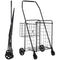 Folding Shopping Cart with Dual Baskets 45kg Load Utility Grocery Trolley