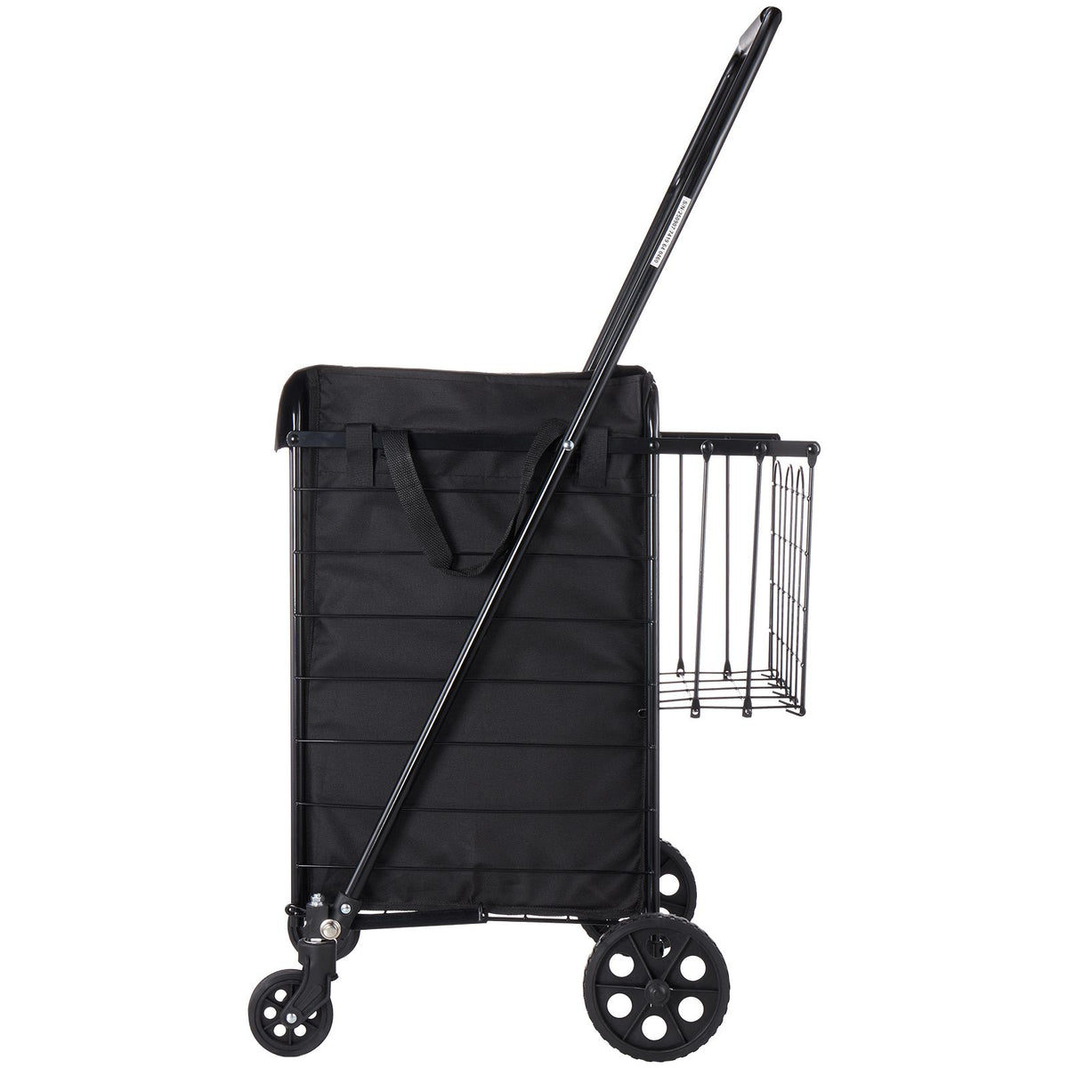 Folding Shopping Cart with Dual Baskets 45kg Load Utility Grocery Trolley