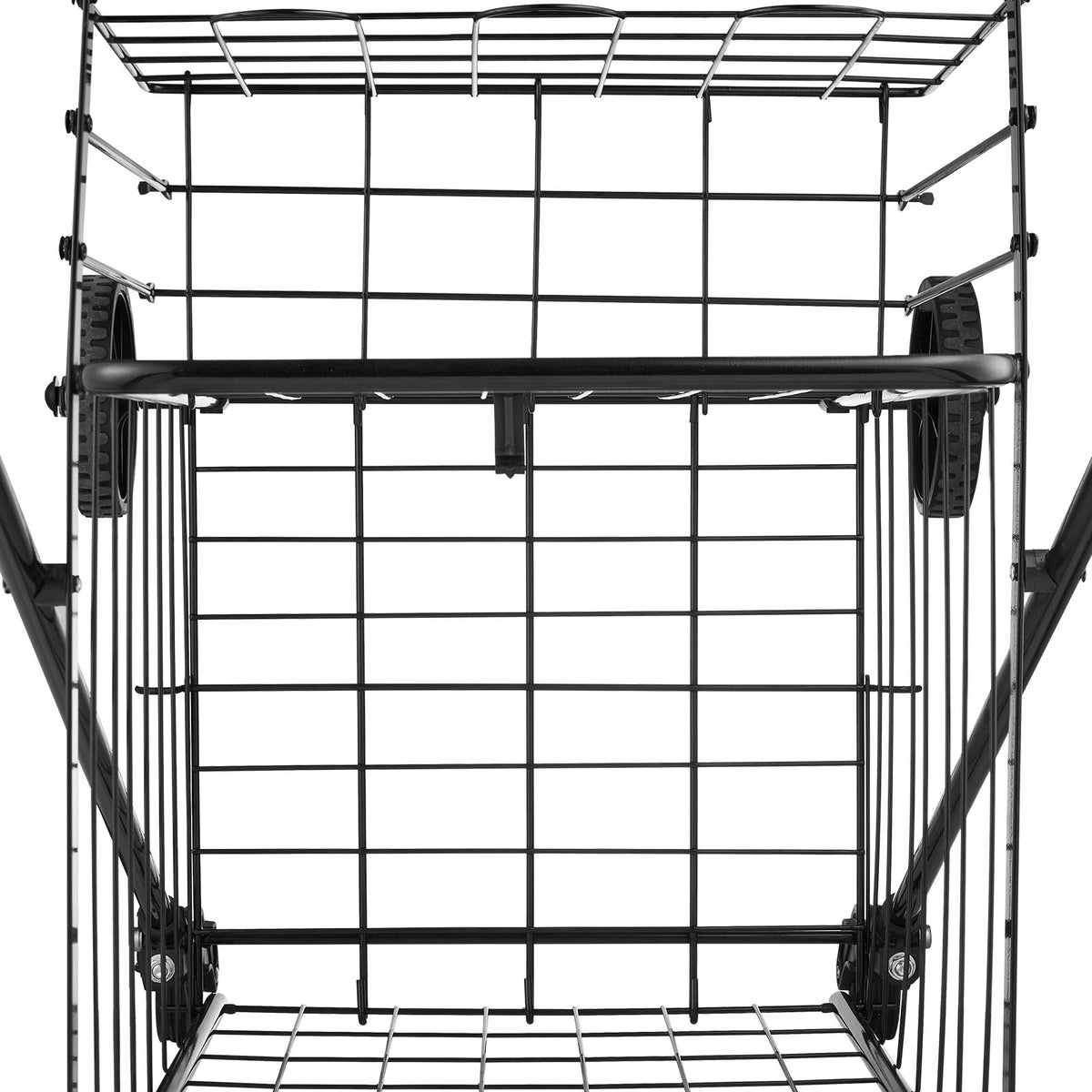 Folding Shopping Cart with Dual Baskets 45kg Load Utility Grocery Trolley