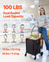 Shopping Cart, Folding Grocery Utility Cart with Dual Baskets, Waterproof Liner & Wheels, 45 KG Large Load Capacity, Heavy Duty Laundry Basket for Laundry, Shopping, Camping, Grocery, Luggage