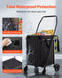 Shopping Cart, Folding Grocery Utility Cart with Dual Baskets, Waterproof Liner & Wheels, 45 KG Large Load Capacity, Heavy Duty Laundry Basket for Laundry, Shopping, Camping, Grocery, Luggage