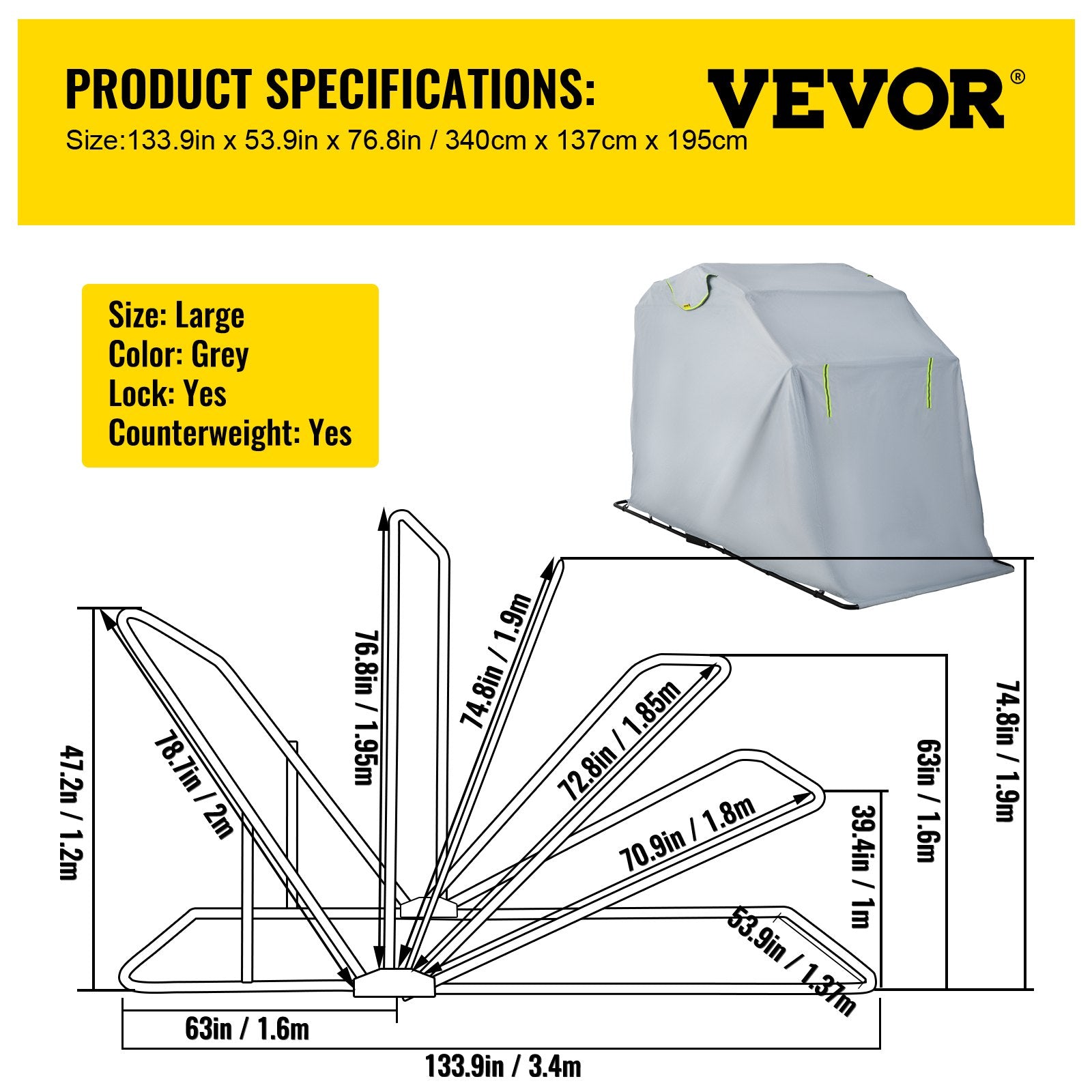 VEVOR Basket Truck, 8 Bushel Steel Canvas Laundry Basket, 3
