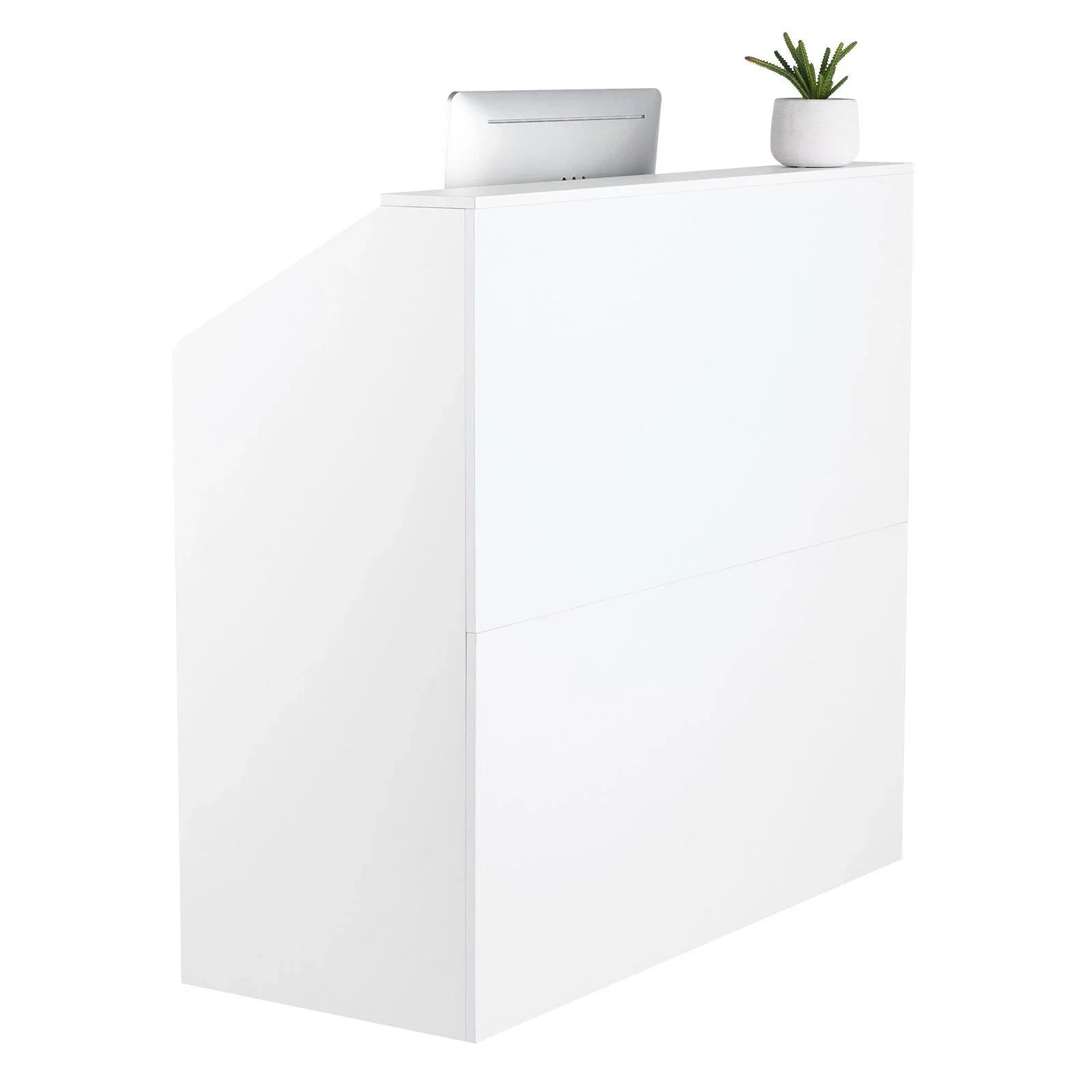 Reception Desk, 1180 x 500 x 1115 mm Rectangular Front Counter Table, Office Reception Desk, Retail Counter and Front Reception Counter, for Checkout, Lobby, Beauty Salon and Office, White