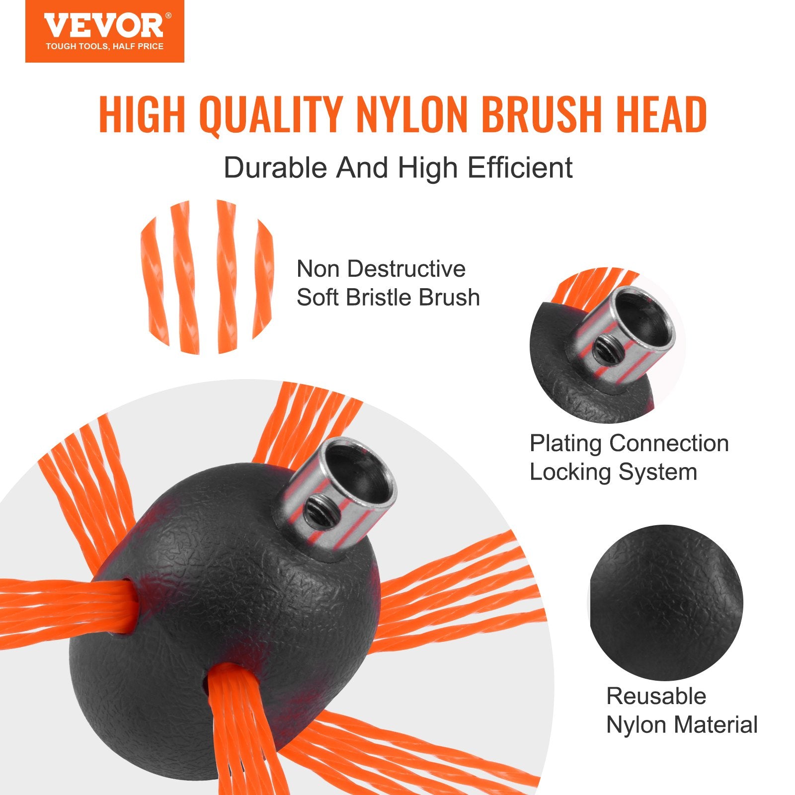 VEVOR 12 m Chimney Sweep Kit, w/ 12 Reinforced Nylon Flexible Rods, Ergonomic Chimney Cleaning Brush, 360-Degree Brush Chimney Cleaner, Rich Accessories for Fireplace Flue Home Use Fits most Pipes