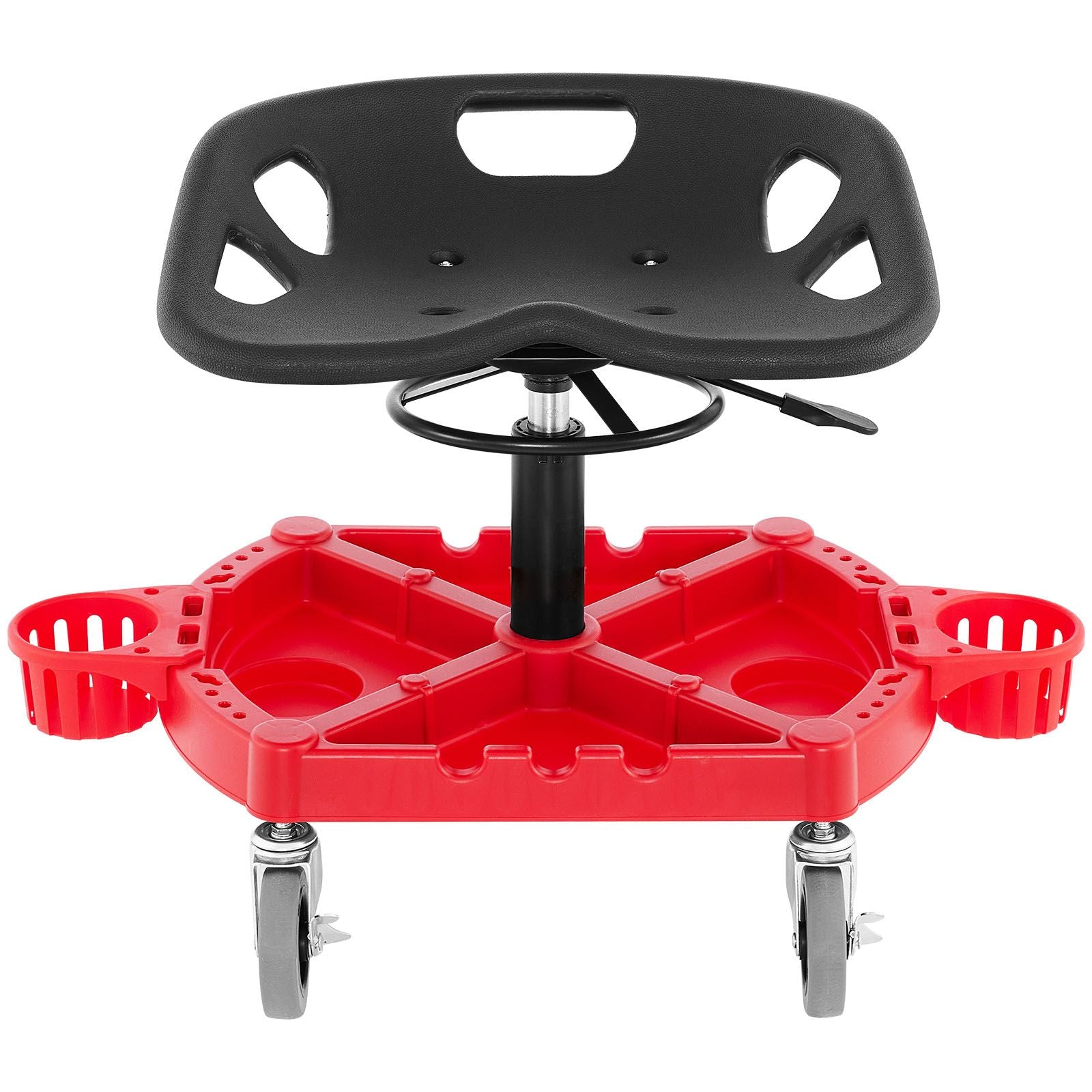 Rolling Garage Stool Adjustable Height 18-23 Inch 300lbs Tool Tray Red