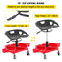 Rolling Garage Stool Adjustable Height 18-23 Inch 300lbs Tool Tray Red