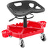 Rolling Garage Stool Adjustable Height 18-23 Inch 300lbs Tool Tray Red