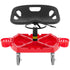 Rolling Garage Stool, 300LBS Capacity, Adjustable Height from 18 in to 23 in, 360-degree Swivel Wheels (4\"), Large Tool Tray with Two Bottle Holder, for Workshop, Auto Repair Shop, Red
