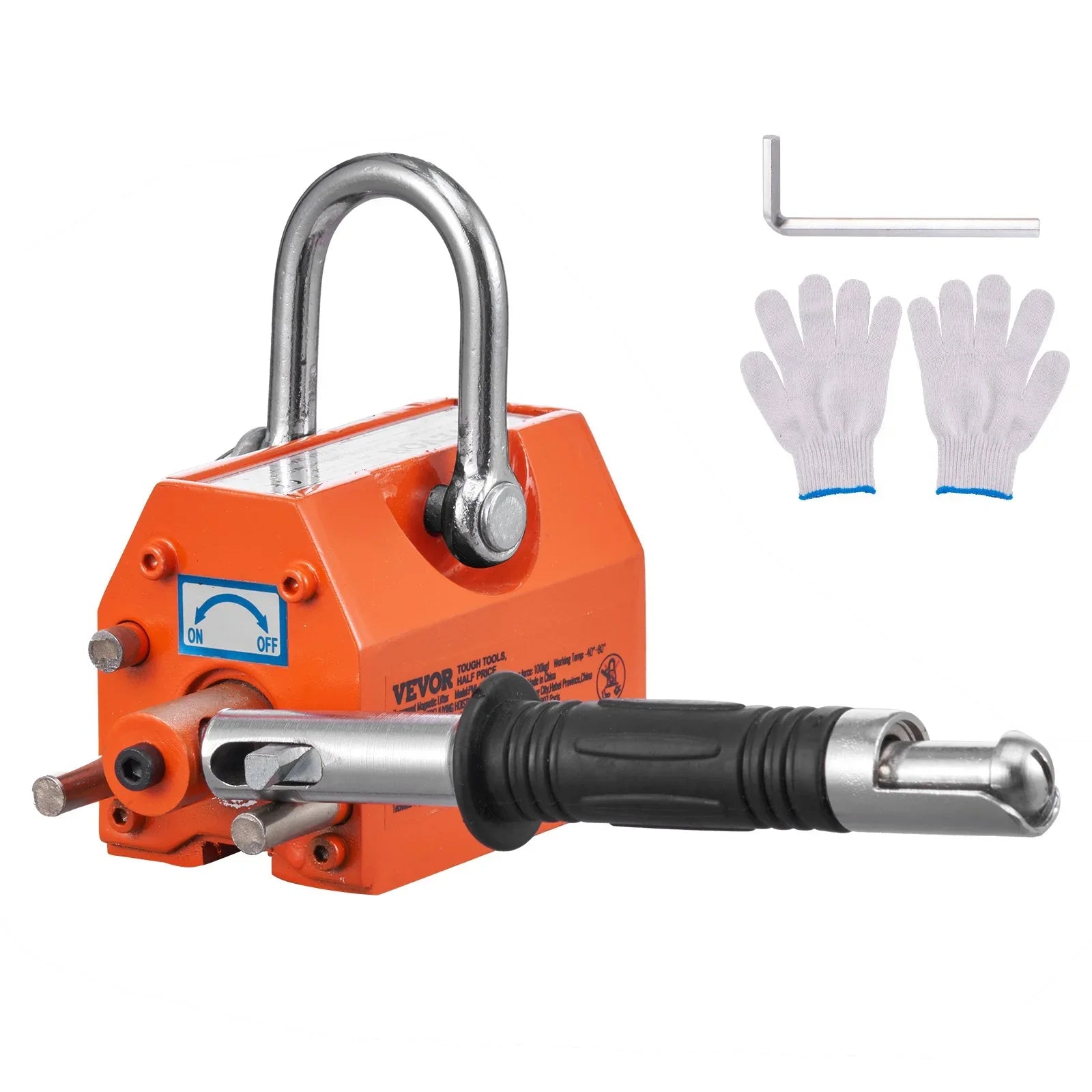 Magnetic Lifter, 100 kg/220 lbs Pulling Capacity, 2.5 Safety Factor, Neodymium & Steel, Lifting Magnet with Release, Permanent Lift Magnets, Heavy Duty Magnet for Hoist, Shop Crane, Block, Board