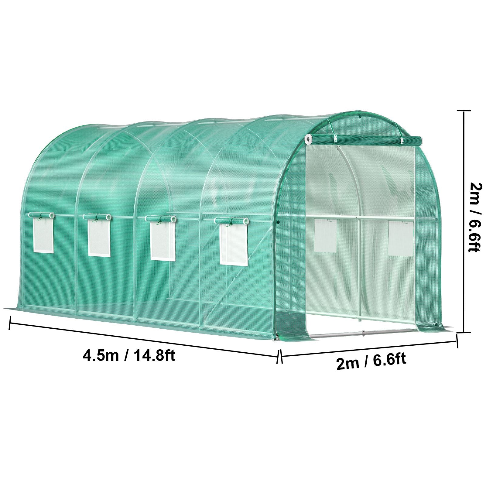 Walk-in Tunnel Greenhouse Galvanized Frame & Waterproof Cover 15x7x7 ft