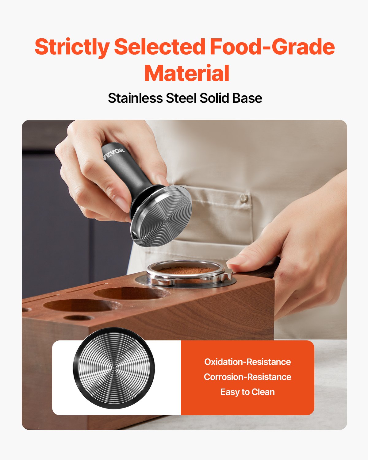 VEVOR 51mm/53mm/58mm Espresso Tamper Stainless Steel Coffee Tamper with Spring