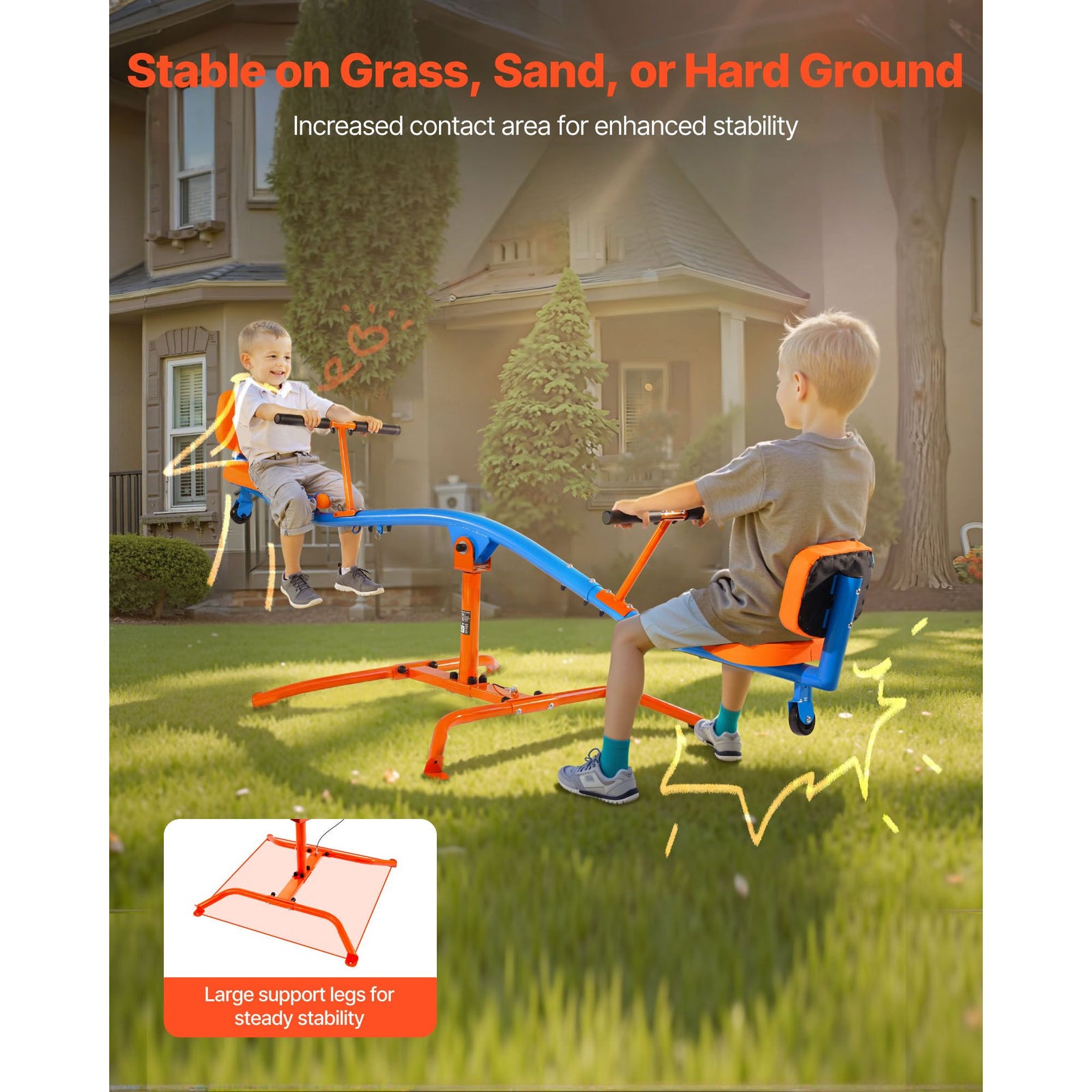 Kids Seesaw 136 kg Capacity 360 Degrees Rotating Teeter Totter Aged 3+
