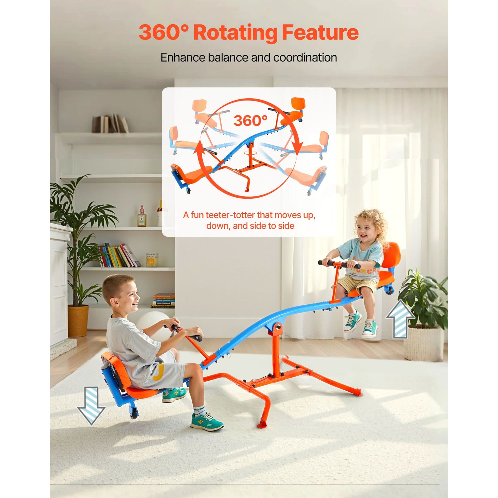 Kids Seesaw 136 kg Capacity 360 Degrees Rotating Teeter Totter Aged 3+