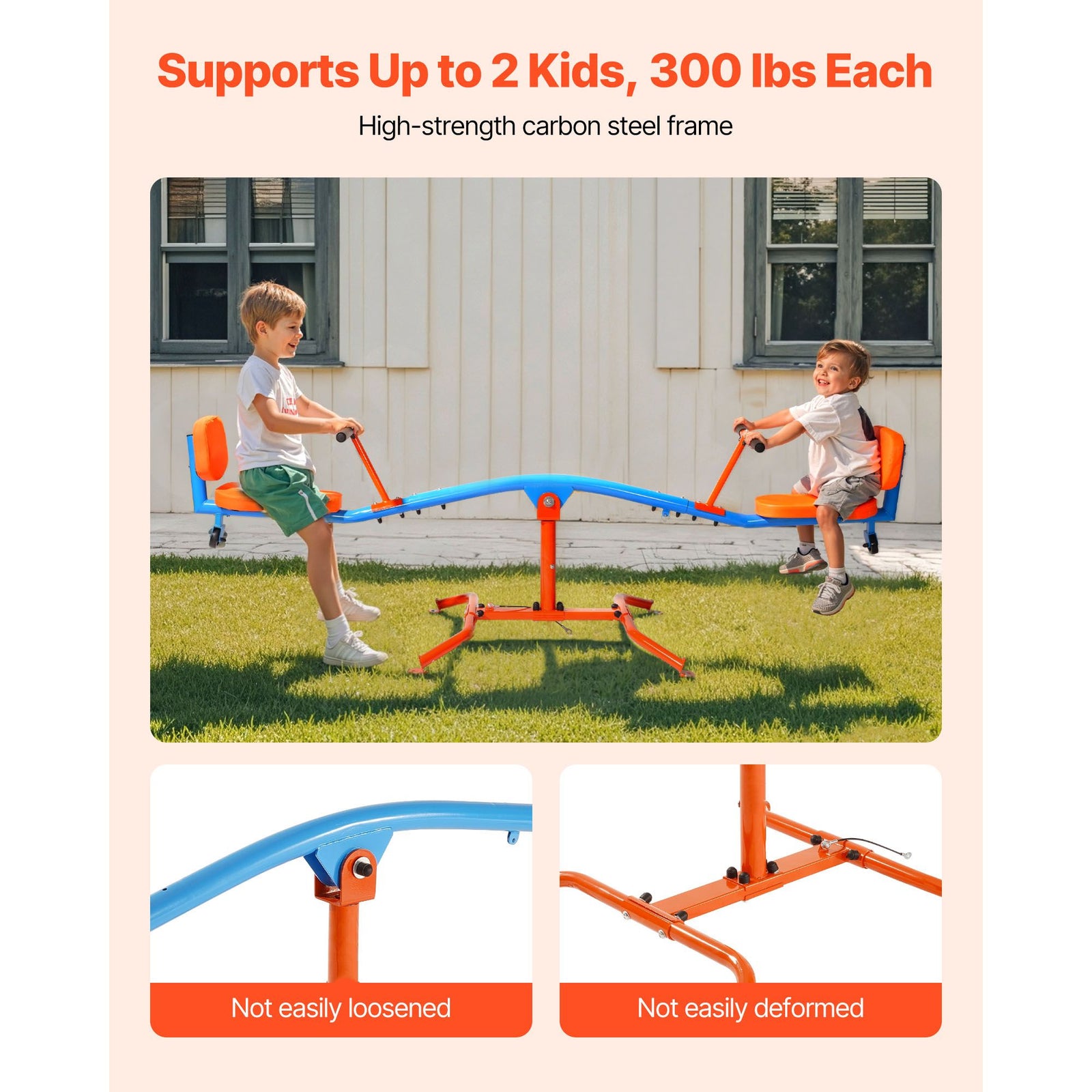Kids Seesaw 136 kg Capacity 360 Degrees Rotating Teeter Totter Aged 3+