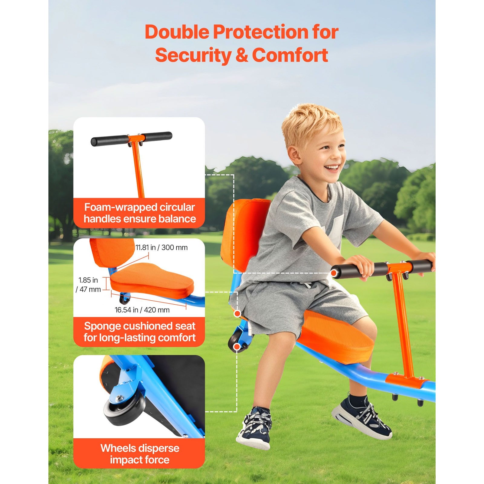 Kids Seesaw 136 kg Capacity 360 Degrees Rotating Teeter Totter Aged 3+