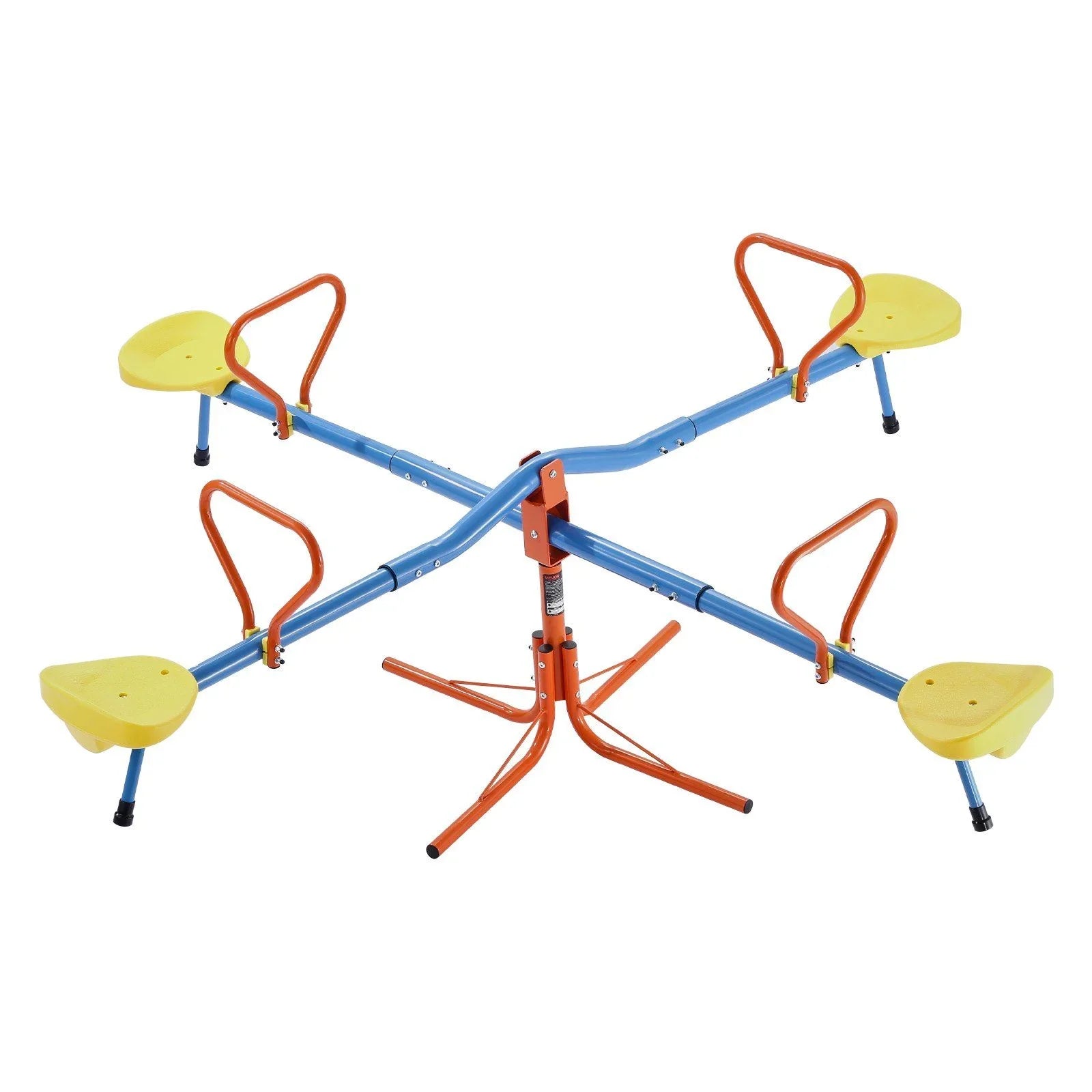 Kids Seesaw, 49.9 kg Load Capacity per Seat, Sit and Spin Teeter Totter with 4-prong Support Legs, Kids Outdoor Playground Equipment, Swiveling 360 Degrees Rotating for Children Aged 3+, 4 Seats