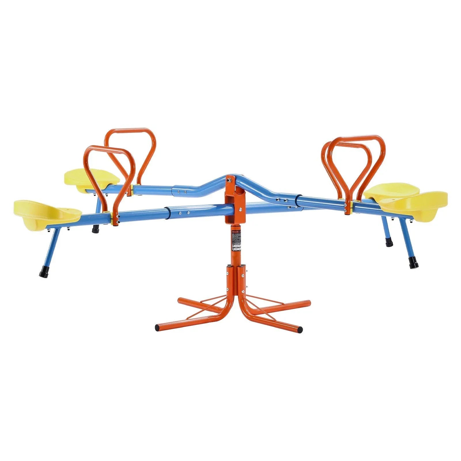 Kids Seesaw, 49.9 kg Load Capacity per Seat, Sit and Spin Teeter Totter with 4-prong Support Legs, Kids Outdoor Playground Equipment, Swiveling 360 Degrees Rotating for Children Aged 3+, 4 Seats
