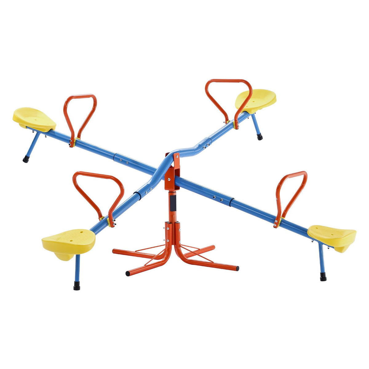 Kids 4-Seat 360° Rotating Seesaw 49.9kg Per Seat Outdoor Playground Toy