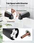 Tub and Shower Faucet Set, Complete with 127 mm Rainfall Shower Head and Bathtub Spout, 8-Setting Adjustable Spray, Single-Handle Tub Trim Kit with Brass Pressure Balancing Valve, Matte Black