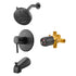 Tub and Shower Faucet Set, Complete with 127 mm Rainfall Shower Head and Bathtub Spout, 8-Setting Adjustable Spray, Single-Handle Tub Trim Kit with Brass Pressure Balancing Valve, Matte Black