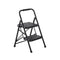 2 Step Ladder, Folding Step Stool with Wide Anti-Slip Pedal and Comfort Handgrip, Lightweight 272 kg Capacity Portable Steel Ladder, Multi-Use for Kitchen, Home, Household and Office, Black