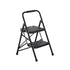 2 Step Ladder, Folding Step Stool with Wide Anti-Slip Pedal and Comfort Handgrip, Lightweight 272 kg Capacity Portable Steel Ladder, Multi-Use for Kitchen, Home, Household and Office, Black