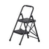 2 Step Folding Ladder 272kg Steel Step Stool with Handrail Anti-Slip Black