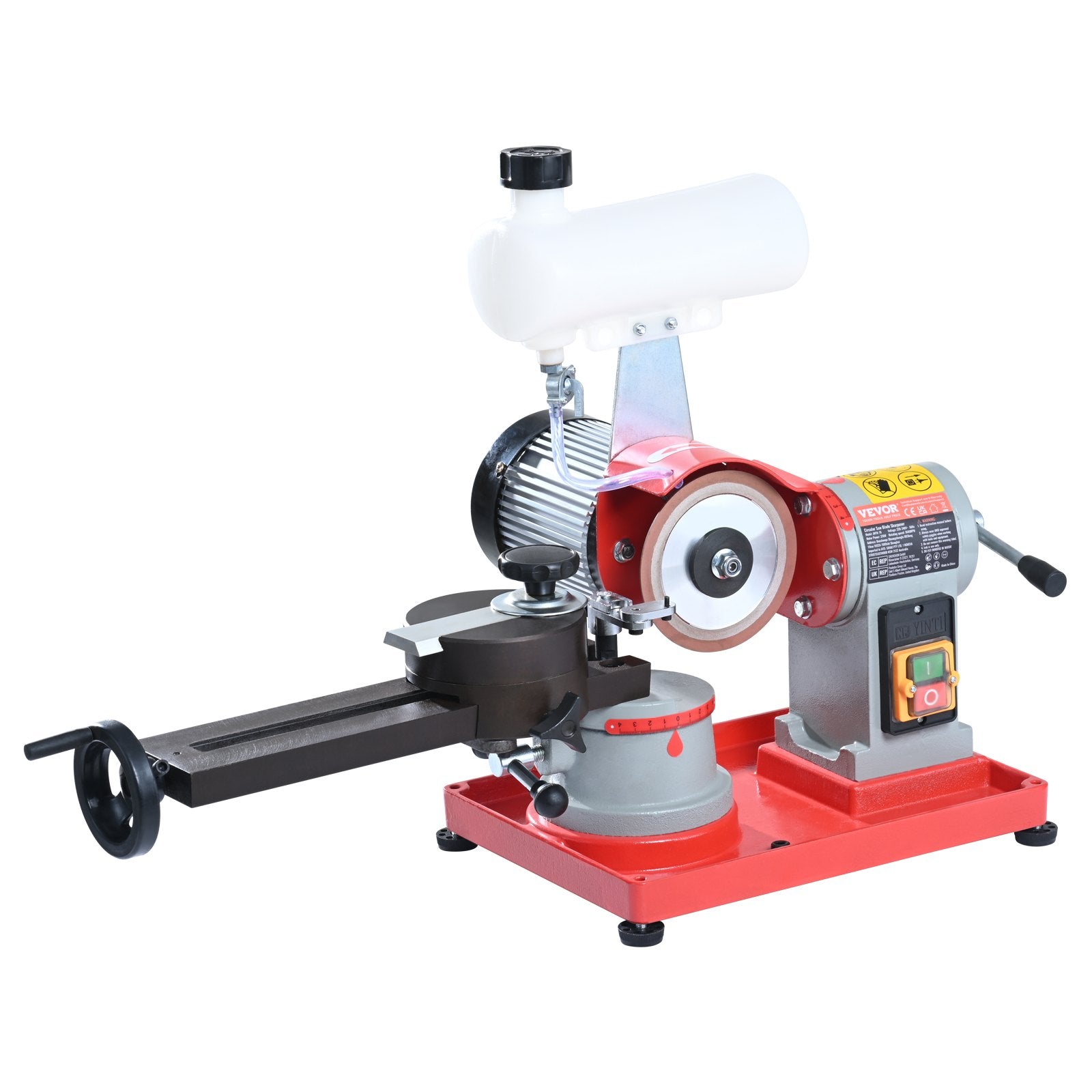 Circular Saw Blade Sharpener, 370W Saw Blade Grinding with Water Injection, Water Injection Circular Saw Blade Sharpening & 6 Saw Centerings, 5-inch Grinding Wheel for Carbide Tipped Saw Blades