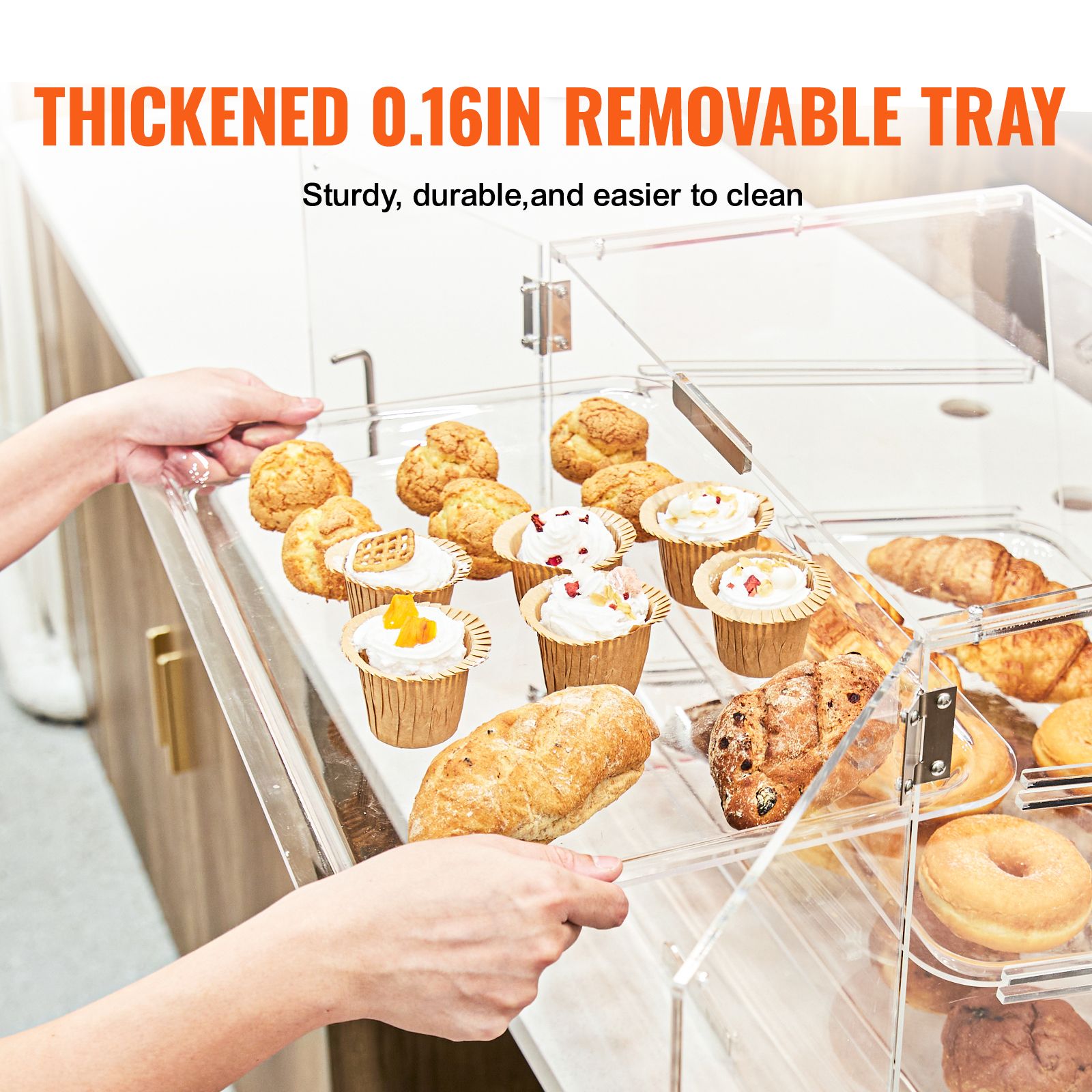 2 Tier Acrylic Pastry Display Case Bakery Countertop Food Display Box