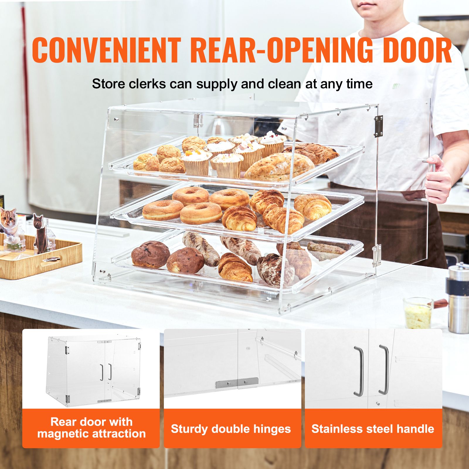 3 Tier Acrylic Pastry Display Case Bakery Countertop Food Display Box