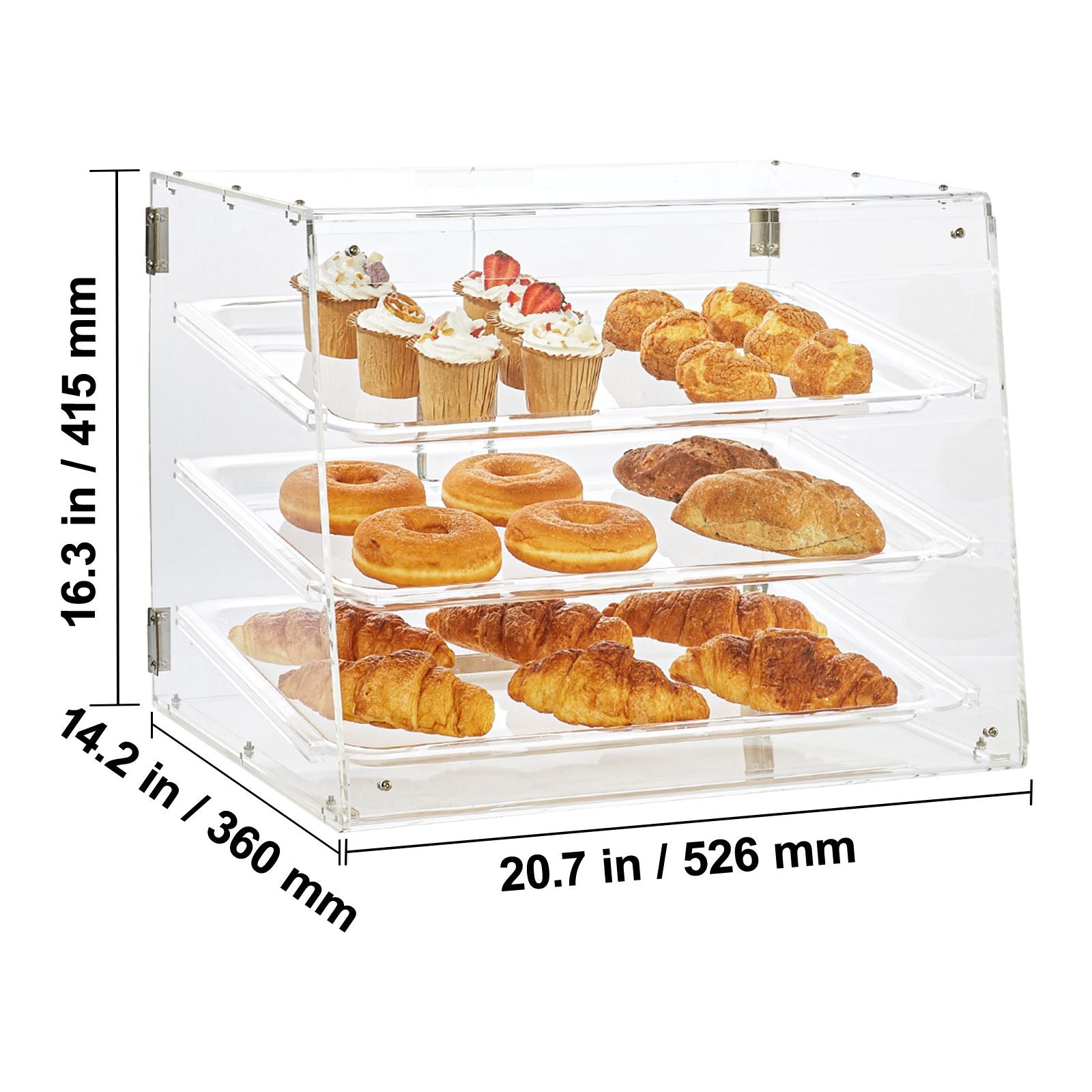 3 Tier Acrylic Pastry Display Case Bakery Countertop Food Display Box