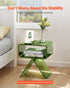 Acrylic Nightstand Side Table, Modern Clear Bedside Table with Storage Shelf, Transparent Small End Desk for Living Room, Bedroom, Home Decor, No Assembly Needed, 30 x 39.1 x 43 cm (Green)