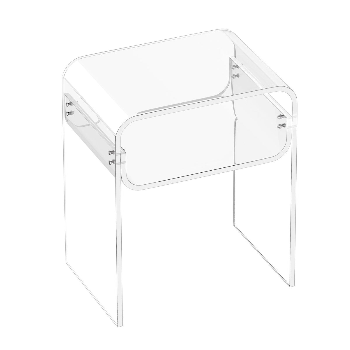 Clear Acrylic Side Table 2 Tier Transparent Bedside Nightstand Storage Shelf