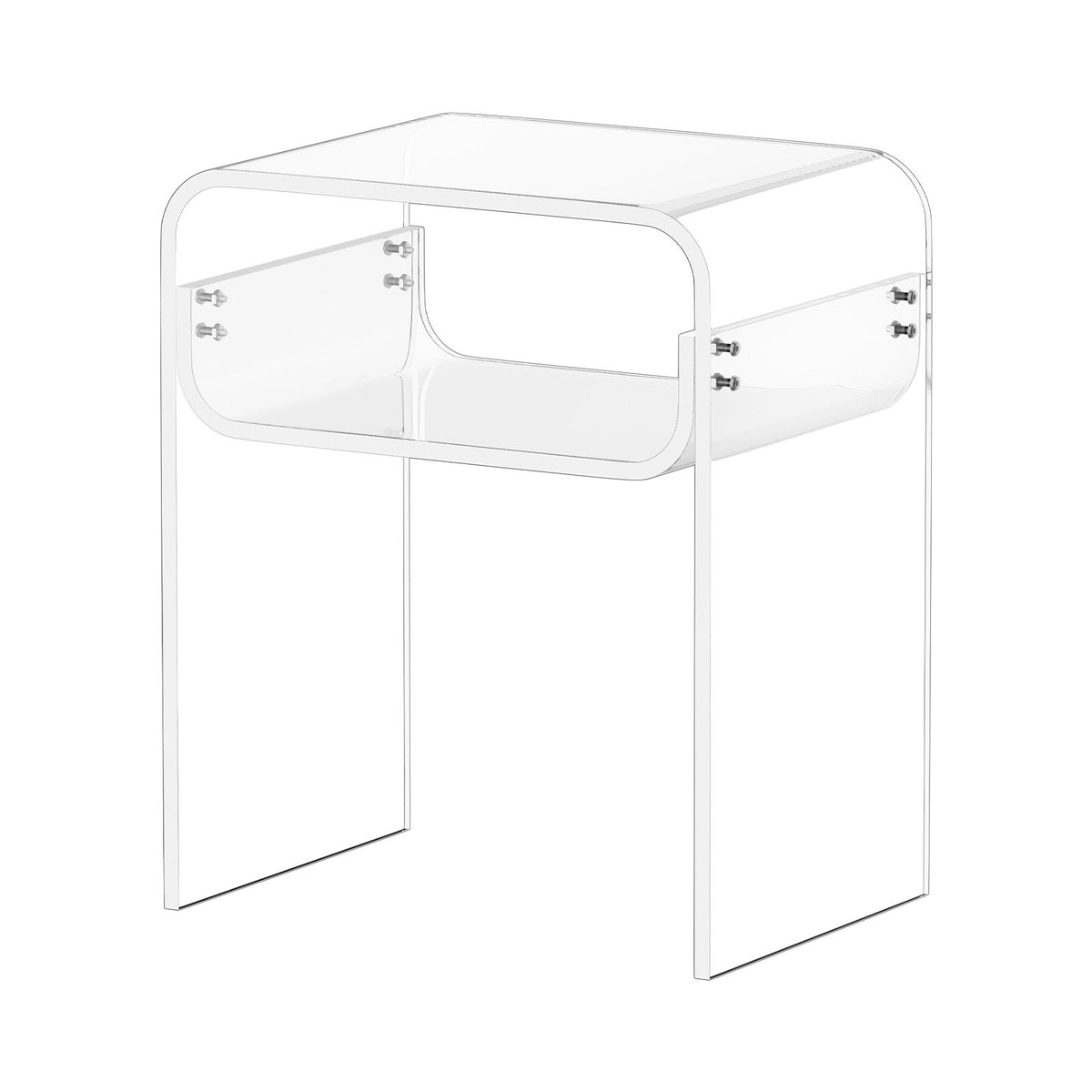 Clear Acrylic Side Table 2 Tier Transparent Bedside Nightstand Storage Shelf