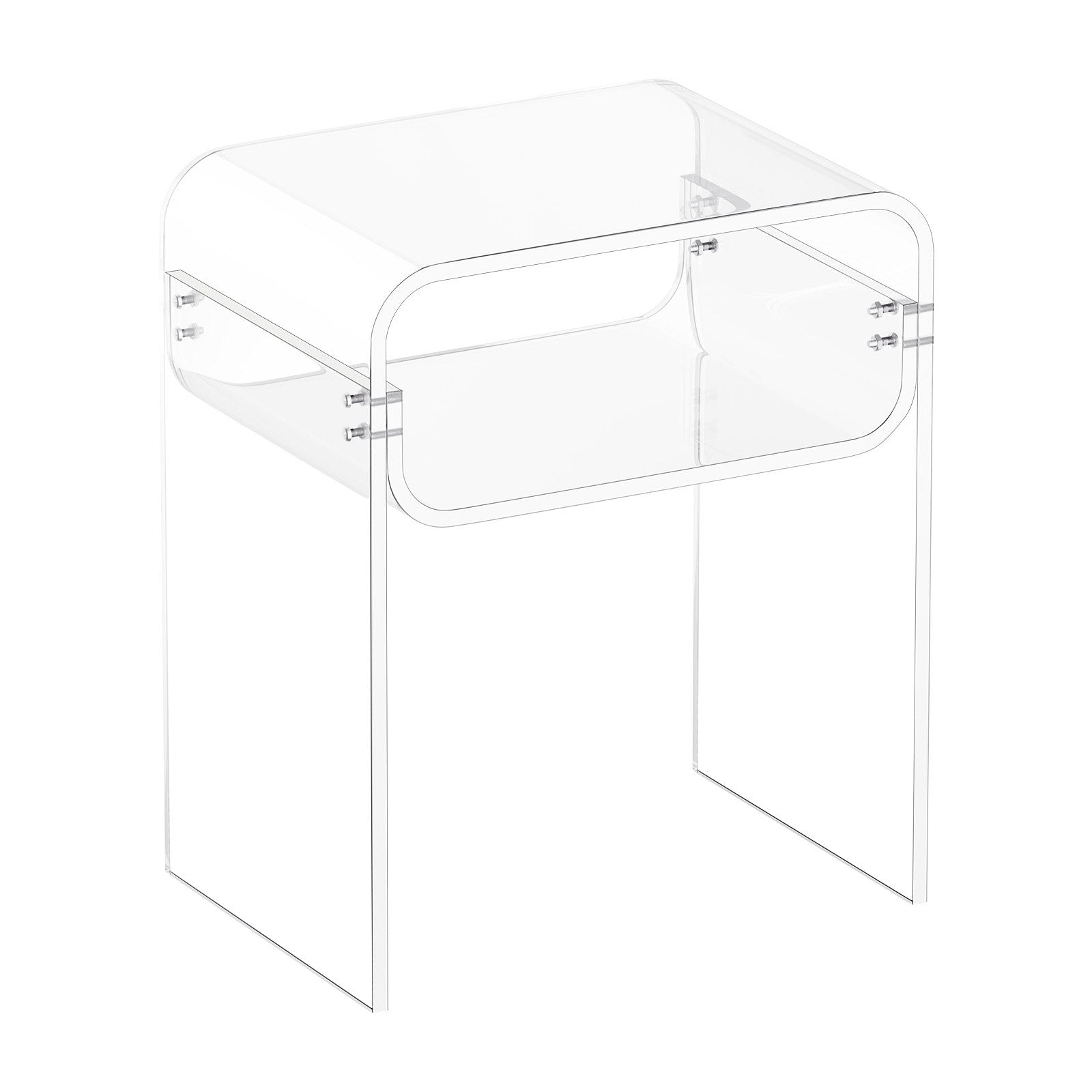 Acrylic Side Table, 2 Tiers Clear Bedside Table with Storage Shelf, Modern Rectangle Acrylic End Desk, Transparent Thick Nightstand for Bedroom, Living Room, Study, 30 x 40 x 50 cm (Clear)