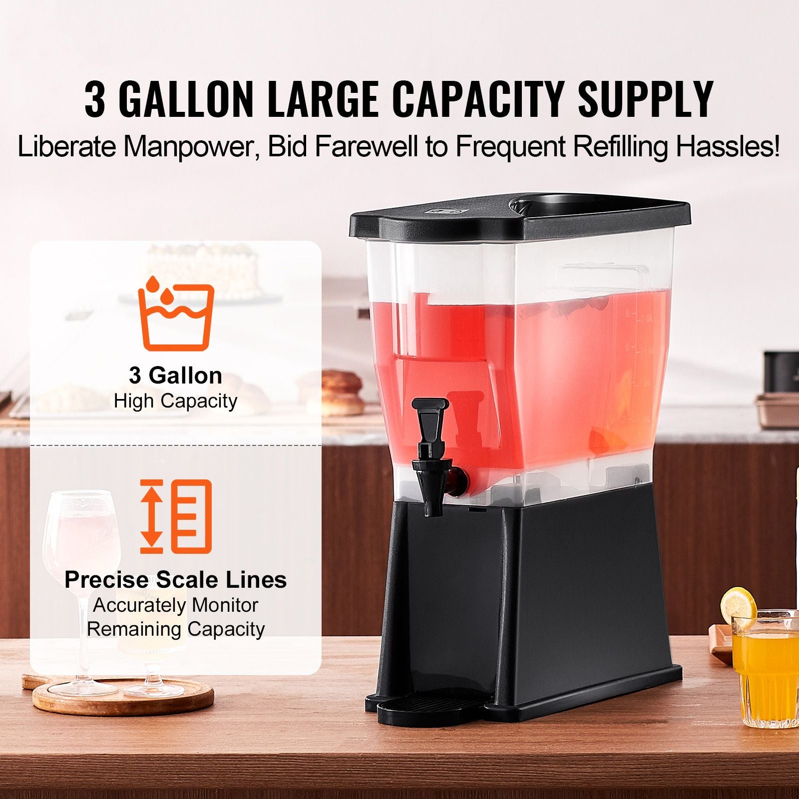 Beverage Dispenser, 3 Gallon Drink Dispenser for Parties, Plastic Juice Dispenser with Stand Spigot Lid, Iced Tea Lemonade Juice Water Dispenser, for Restaurants, Hotels, Parties