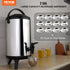 Stainless Steel Insulated Beverage Dispenser, 7.6 Liter, Thermal Hot and Cold Drink Server Dispenser with Spigot Handle, Food-grade for Hot Tea Coffee Water Restaurant Drink Shop