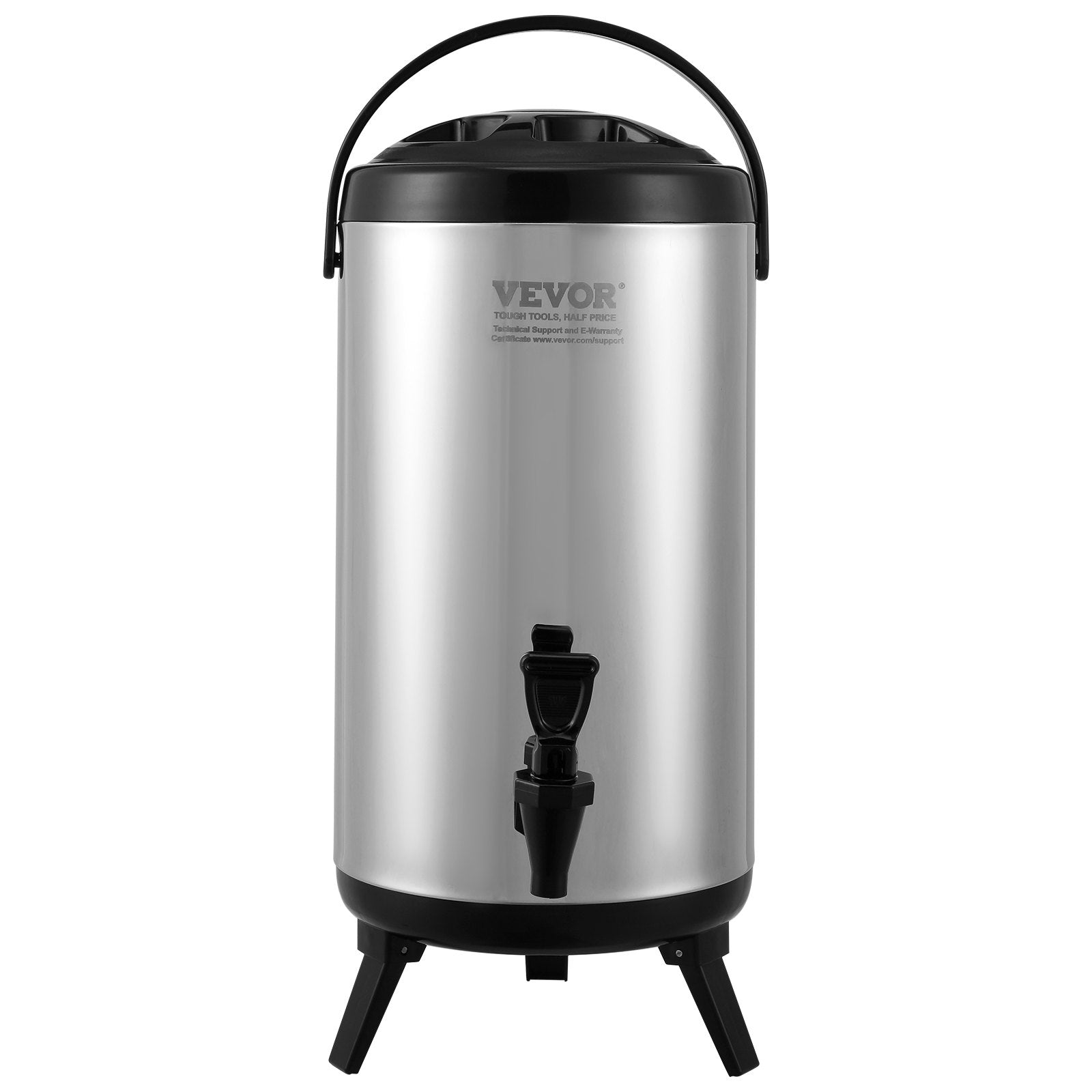 Stainless Steel Insulated Beverage Dispenser, 9.2 Liter, Thermal Hot and Cold Drink Server Dispenser with Spigot Handle, Food-grade for Hot Tea Coffee Water Restaurant Drink Shop
