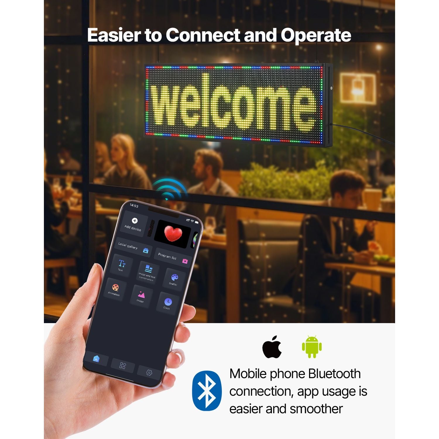 P10 Programmable LED Sign Full Color Scrolling Display Bluetooth APP Control
