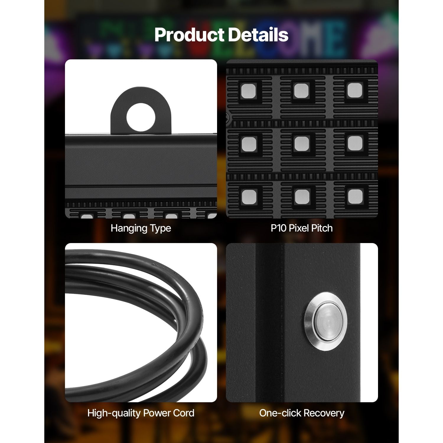 P10 Programmable LED Sign Full Color Scrolling Display Bluetooth APP Control
