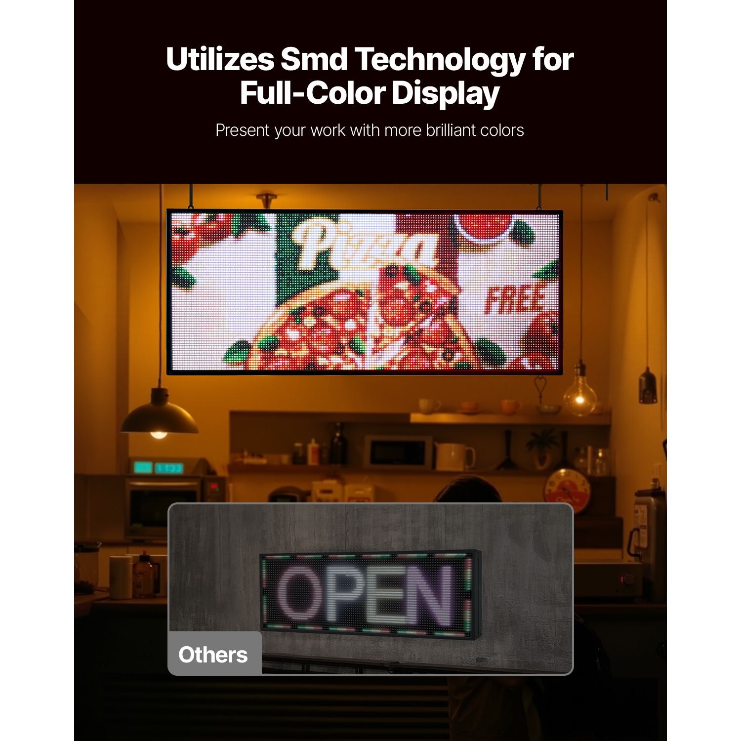 P6 Full Color Programmable LED Sign 40x18 Bluetooth Scrolling Display