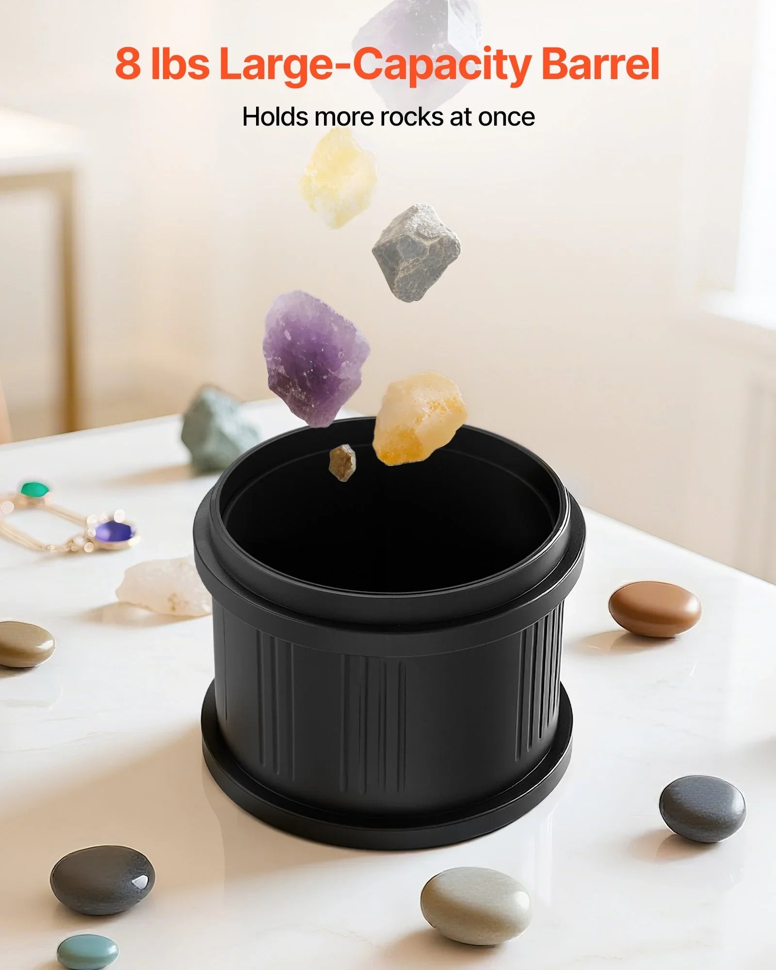 Rock Tumbler Kit, 8 lbs Rock Polishing Kit, 4 Speed Settings 9-Day Polishing Timer Stone Polishing Kit, Double Barrel Rock Polisher with Adapter, Rock Polisher for Adults and Kids